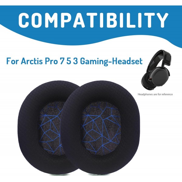 Adhiper Arctis 7 Ersatz Ohrpolster, SteelSeries Arctis 1, Arctis 3, Arctis 5, Arctis 7, Arctis 9X, Arctis Pro 게임용 헤드셋, 메모리 폼 메쉬와 호환되는 Ersatz Ohrpolster(Blau gestreift)