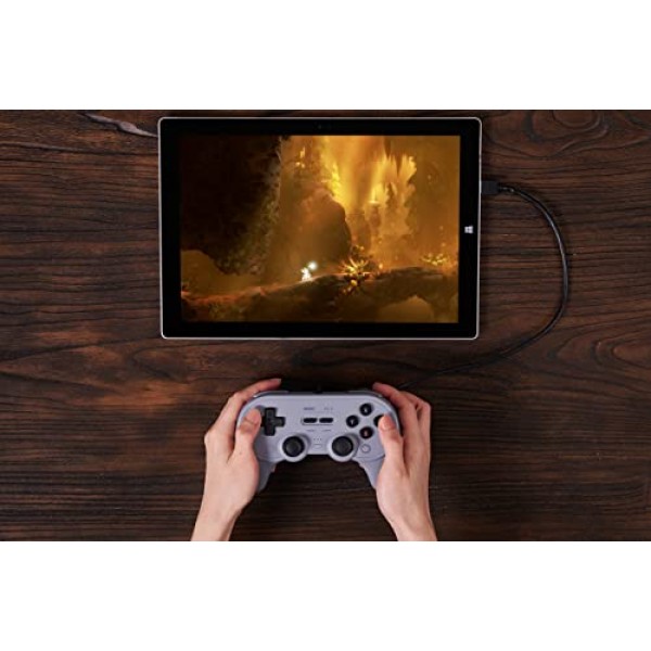 스위치, Windows, Steam Deck 및 Raspberry Pi(그레이 에디션)용 8BitDo Pro 2 유선 컨트롤러