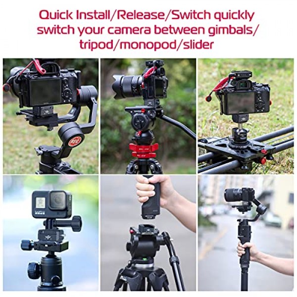 카메라 퀵 릴리스 삼각대 마운트, ULANZI Hummingbird DSLR QR 플레이트 어댑터 Vlog 영화 제작 Go pro Hero/DJI Zhiyun Gimbals/DJI Osmo Action/insta360/Canon/Sony/Nikon용 퀵 액세서리 키트