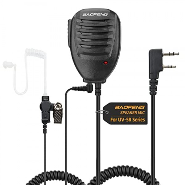 햄 라디오 숄더 스피커용 BAOFENG 오리지널 UV-5R 마이크 호환 BF-F8HP UV-5R BF-888s는 경찰 워키토키로 사용할 수 있습니다. 휴대용 양방향 라디오 액세서리(블랙-1팩+헤드셋)