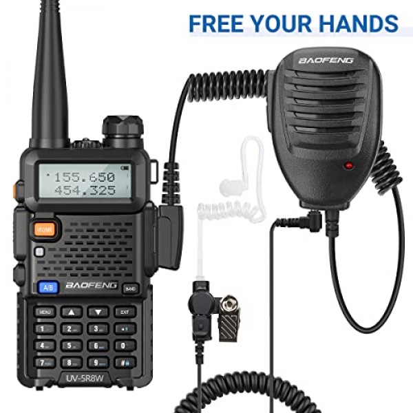 햄 라디오 숄더 스피커용 BAOFENG 오리지널 UV-5R 마이크 호환 BF-F8HP UV-5R BF-888s는 경찰 워키토키로 사용할 수 있습니다. 휴대용 양방향 라디오 액세서리(블랙-1팩+헤드셋)