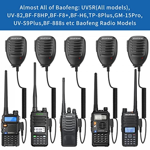 햄 라디오 숄더 스피커용 BAOFENG 오리지널 UV-5R 마이크 호환 BF-F8HP UV-5R BF-888s는 경찰 워키토키로 사용할 수 있습니다. 휴대용 양방향 라디오 액세서리(블랙-1팩+헤드셋)