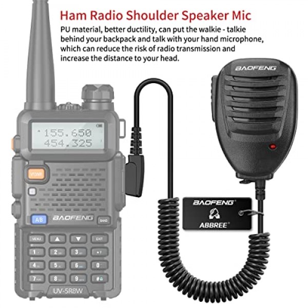 햄 라디오 숄더 스피커용 BAOFENG 오리지널 UV-5R 마이크 호환 BF-F8HP UV-5R BF-888s는 경찰 워키토키로 사용할 수 있습니다. 휴대용 양방향 라디오 액세서리(블랙-1팩+헤드셋)