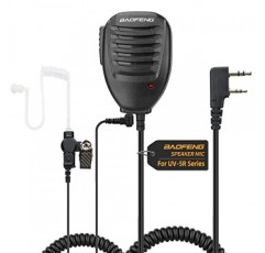 햄 라디오 숄더 스피커용 BAOFENG 오리지널 UV-5R 마이크 호환 BF-F8HP UV-5R BF-888s는 경찰 워키토키로 사용할 수 있습니다. 휴대용 양방향 라디오 액세서리(블랙-1팩+헤드셋)