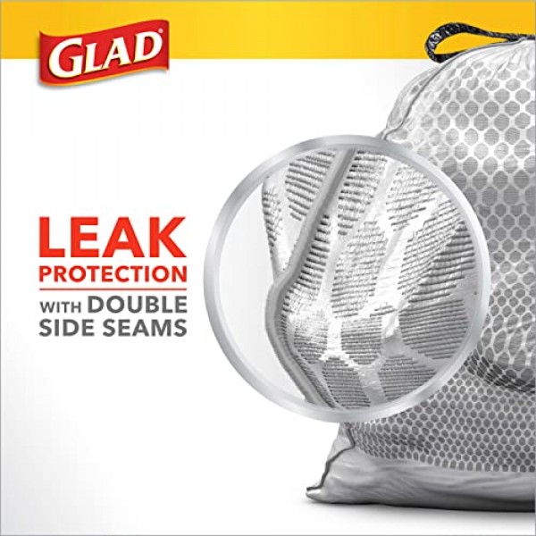 Glad ForceFlex Protection 시리즈 키가 큰 주방용 조임끈 쓰레기 봉투, 13갤런, 110개