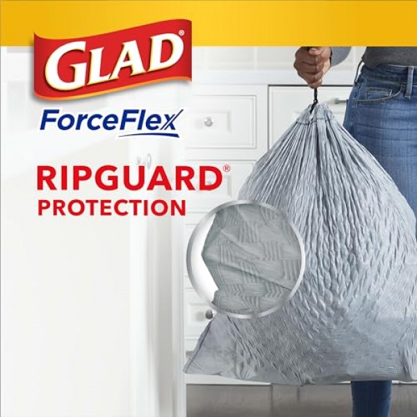 Glad ForceFlex Protection 시리즈 키가 큰 주방용 조임끈 쓰레기 봉투, 13갤런, 110개