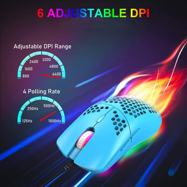 4 in 1 게임용 키보드 및 마우스 세트 68키 RGB 크로마 백라이트 기계식 키보드 6400 DPI 마우스 게임용 헤드셋 PS4/스위치/Xbox One-파란색 스위치 파란색/파란색 스위치와 호