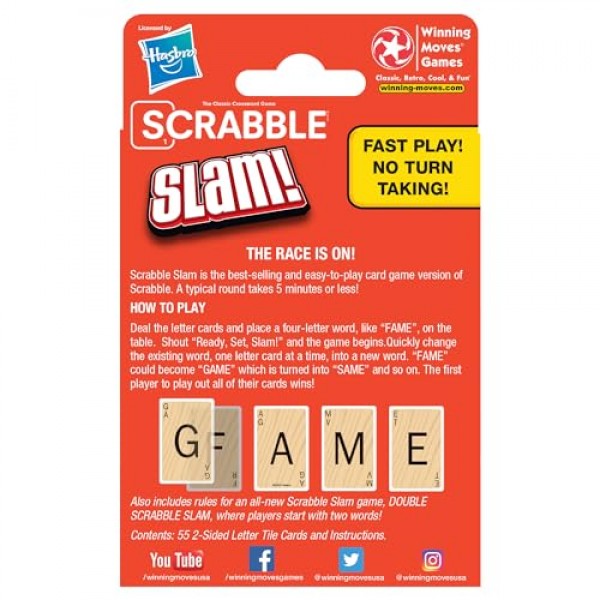 승리하는 이동 게임 Scrabble Slam 오리지널 2000년대 메가 히트 스크래블 카드 게임 미국, 빠른 진행의 스크래블 카드 게임 버전, 2~4인용, 8세 이상