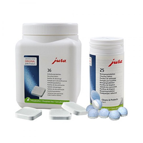 Jura Super Value 콤보 팩, 청소 테이블 25개 + 석회질 제거 정제 36개