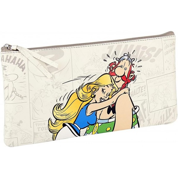 Clairefontaine 812954C - PU 11x22 cm로 제작된 플랫 필통 ''Farbala & Obelix'', 1개 Obelix & Falbala flat