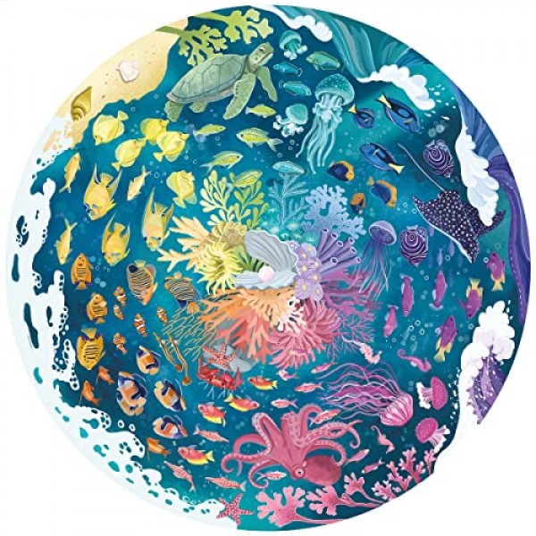 Ravensburger Circle of Colors: Ocean 성인을 위한 500피스 원형 직소 퍼즐 - 17170 - 모든 조각은 독특하며 Softclick 기술로 조각이 완벽하게 맞습니다.