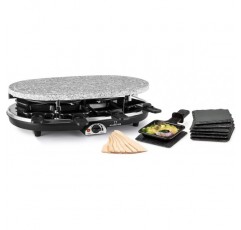 Klarstein Steaklette All-U-Can-Grill 라클렛 - 1500와트 라클렛 그릴, 라클렛 팬을 포함한 8인용 라클렛, 지속적으로 온도 조절 가능, 접시와 나무 주걱을 포함한 2-in-1 그릴