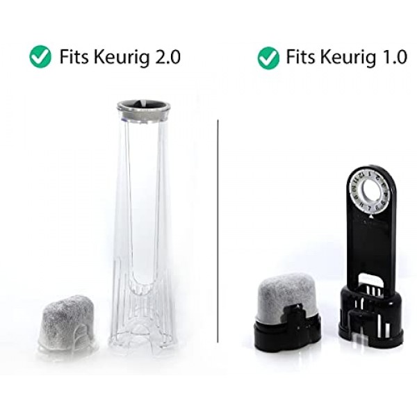 PureHQ의 Keurig 및 Ninja 커피 브루어용 KEURIG 필터 교체 12팩 - Keurig 2.0, K Supreme, K-Slim, K-Duo용 Keurig 정수 필터 카트리지 - 범용 핏 숯 커피 필터