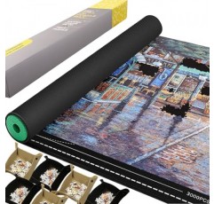 직소 퍼즐 매트 롤업 고무 주름 없음 3000 ~ 2000 1500 1000 500개, 49 x 36 검정색 대형 직소 퍼즐 패드 매트 롤업 보드 테이블 정렬 트레이 보호기 홀더 액세서리 선물
