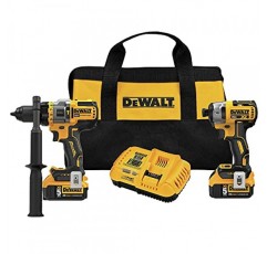 DEWALT FLEXVOLT ADVANTAGE 20V MAX 콤보 키트, 해머 드릴 및 임팩트 드라이버 포함, 5.0Ah, 2공구(DCK2100P2)