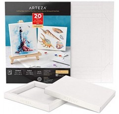 ARTEZA 수채화 아트지 접이식 캔버스 패드, 7x8.6인치, 20매, DIY 프레임, 무산성 중량지 패드, 140lb/300 GSM, 회화 및 혼합 미디어 아트용 미술 용품