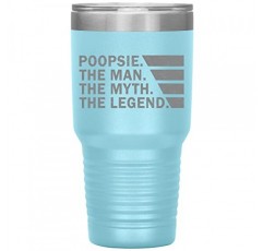 Poopsie The Man The Myth The Legend 텀블러 30Oz(12가지 색상) - 뚜껑이 레이저로 새겨진 Poopsie 여행용 머그 텀블러 - Poopsie 생일 선물용 선물 - 아버지의 날 선물(밝은 파란색)
