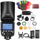 Nikon용 Godox V1-N(AK-R1 액세서리 키트 포함), 76Ws 2.4G TTL 원형 헤드 플래시 스피드라이트, 1/8000 HSS 스피드라이트, 최대 전력 플래시 480회, 재활용 시간 1.5초, 2600mAh 배터리, 