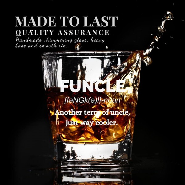 Uncle Gifts 위스키 유리, 구식 유리 버번 보드카를 마시는 크리스마스/생일을 위한 최고의 선물 - Funcle Funcle 03
