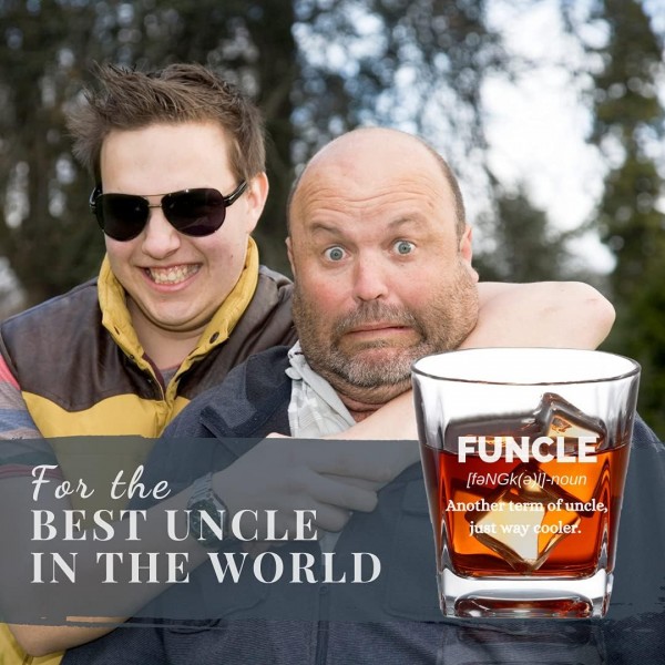 Uncle Gifts 위스키 유리, 구식 유리 버번 보드카를 마시는 크리스마스/생일을 위한 최고의 선물 - Funcle Funcle 03