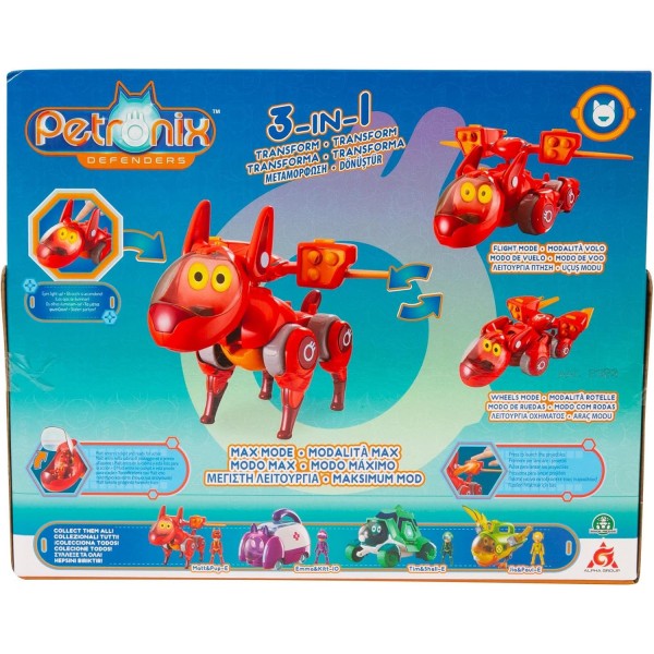 Giochi Preziosi Petronix Defender - 기능이 있는 강아지 20cm 및 그림 7cm, 액션 피규어 20cm, 3세 이상 어린이를 위한 변형 가능한 슈퍼 히어로