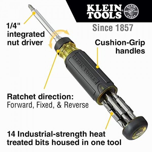 Klein Tools 32305 멀티 비트 래칫 드라이버 및 32307 멀티 비트 변조 방지 드라이버, Torx, Hex, Torq 및 스패너 비트가 포함된 27-in-1 도구(1/4인치 너트 드라이버 포함)