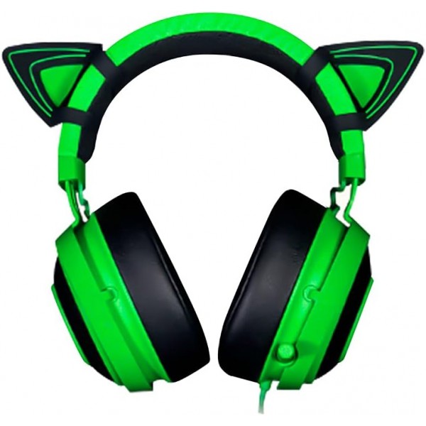 HUYUN 실리콘 고양이 귀 Razer Kraken 2019 Kraken TE 헤드셋과 호환되는 액세서리 헤드폰의 귀여운 스냅(녹색)