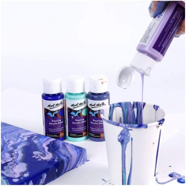 Mont Marte Pouring Set Ethereal - 4개 x 60ml - 아크릴 푸어링 - 푸어링 미디엄과 미리 혼합된 프리미엄 아크릴 페인트