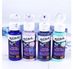 Mont Marte Pouring Set Ethereal - 4개 x 60ml - 아크릴 푸어링 - 푸어링 미디엄과 미리 혼합된 프리미엄 아크릴 페인트
