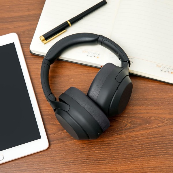 WC Wicked 쿠션 Sony WH1000XM4 헤드폰용 두꺼운 이어 패드 - 부드러운 PU 가죽, 고급스러운 소음 차단 메모리 폼, 이어 센서와 함께 작동 | 블랙 블랙
