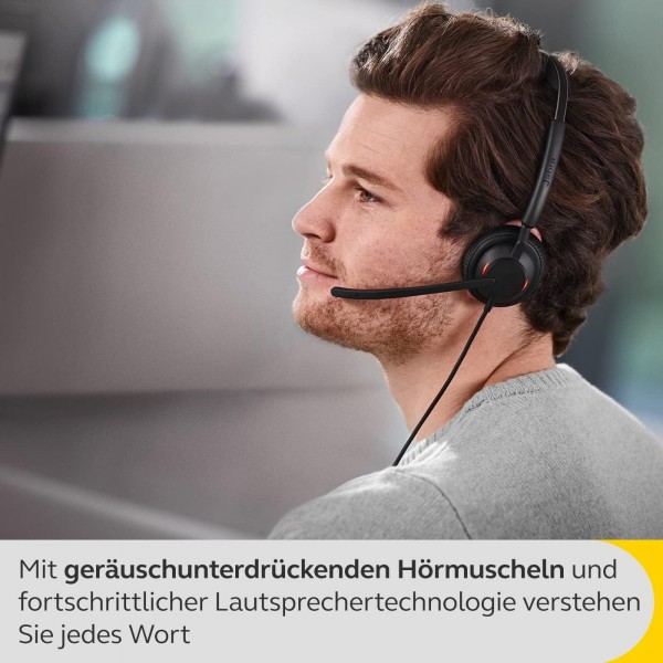 Jabra Engage 50 II 유선 스테레오 헤드셋, 3-Mic 잡음 제거 기술 및 USB-A 케이블, 초경량 - Zoom & Unify와 같은 모든 주요 UC 플랫폼과 호환 가능 - 블랙 USB-A 스테레오 UC