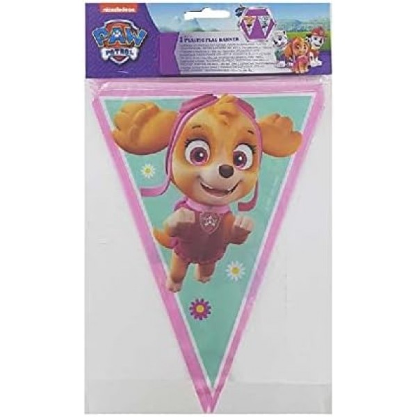 Paw Patrol Party Girl Skye 및 Everest Partyware 16인용 세트, 접시, 컵, 냅킨, 테이블 커버 배너