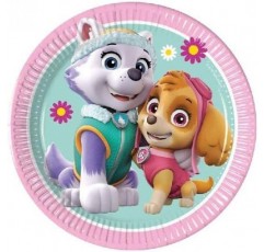 Paw Patrol Party Girl Skye 및 Everest Partyware 16인용 세트, 접시, 컵, 냅킨, 테이블 커버 배너