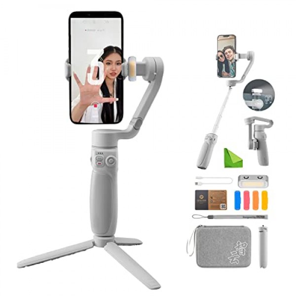스마트폰 아이폰 안드로이드 핸드폰용 Zhiyun Smooth Q4 짐벌 안정기, 셀카봉 내장 연장 막대, 자기 필 라이트, 휴대용 가방, 삼각대, zhi yun Smooth Q4 콤보가 포함된 3축 휴대