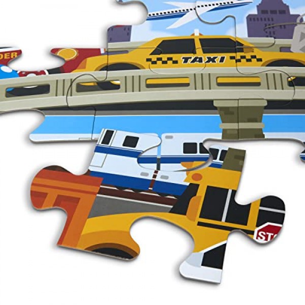 Melissa & Doug Traffic Jam 점보 직소 바닥 퍼즐(24개, 2 x 3피트 길이) - 어린이 차량 퍼즐, 미취학 아동과 3세 이상 어린이를 위한 대형 바닥 퍼즐