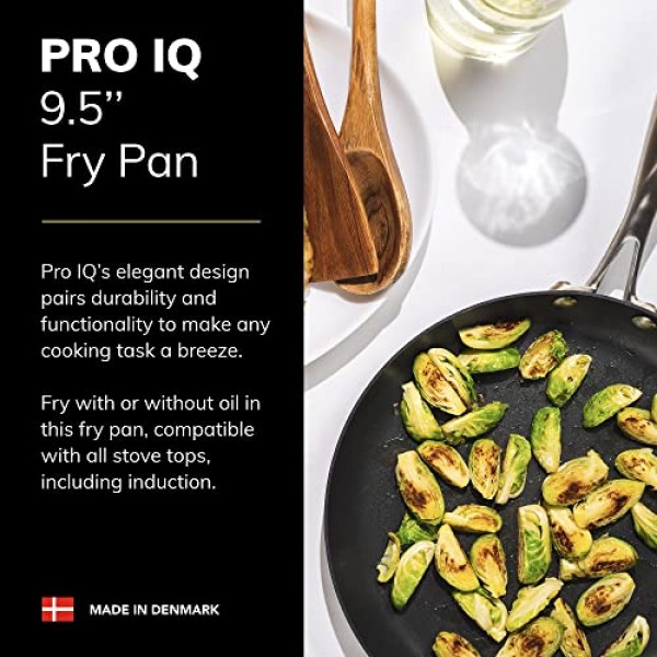 Scanpan Pro IQ 9.5인치 프라이팬 - 사용하기 쉬운 붙지 않는 조리기구 - 식기세척기, 금속 기구 및 오븐 안전 - 덴마크에서 직접 제작