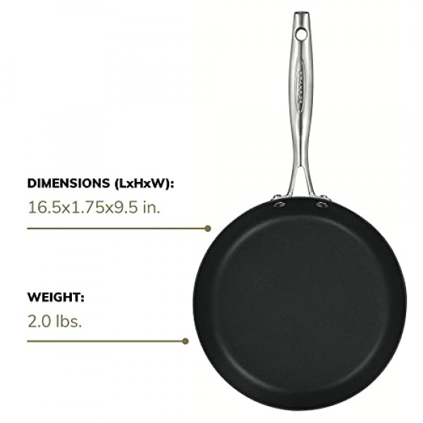 Scanpan Pro IQ 9.5인치 프라이팬 - 사용하기 쉬운 붙지 않는 조리기구 - 식기세척기, 금속 기구 및 오븐 안전 - 덴마크에서 직접 제작
