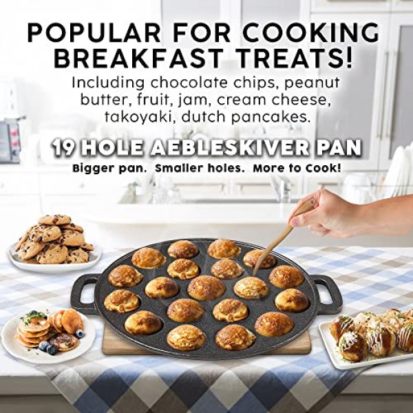 Upstreet Cast Iron Aebleskiver 팬/Ebelskiver 팬/poffertjes 팬에 이상적(19홀)