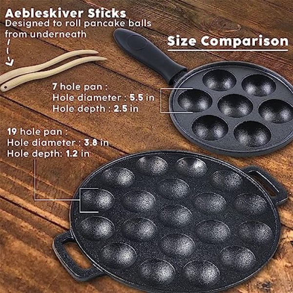 Upstreet Cast Iron Aebleskiver 팬/Ebelskiver 팬/poffertjes 팬에 이상적(19홀)