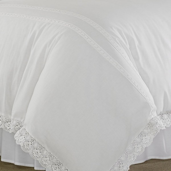 Laura Ashley Home - 킹 사이즈 이불 커버 세트, 일치하는 베갯잇이 있는 뒤집을 수 있는 면 린넨, 사계절용 경량 홈 데코(Annabella White, King)