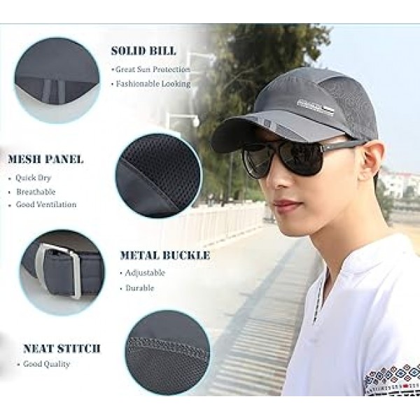 ELLEWIN 블랙 야구 모자 러닝 모자 골프 모자 남성 피클 볼 퀵 드라이 캡 남성과 여성을위한 Dri Fit Hat Sun Protection