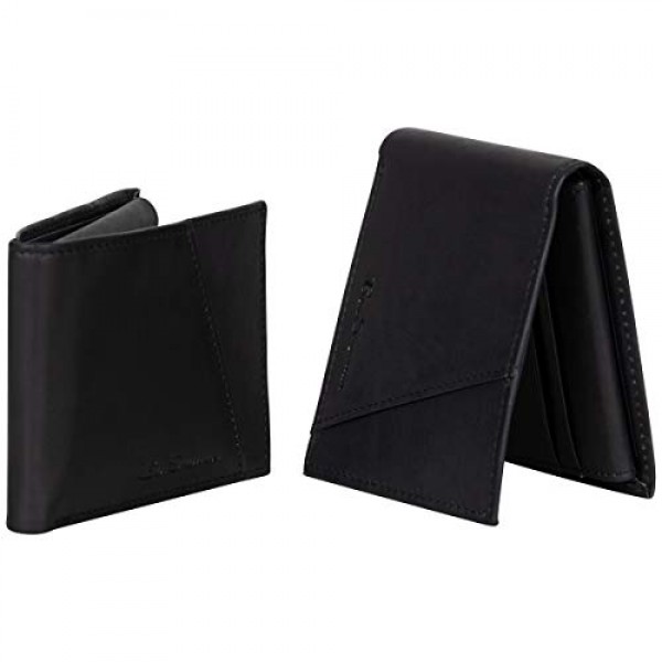 Ben Sherman 남성용 Slimfold 풀 그레인 가죽 도난 방지 RFID 보안 지갑 (ID 창이 포함) 여행 액세서리 Bi-Fold Wallet
