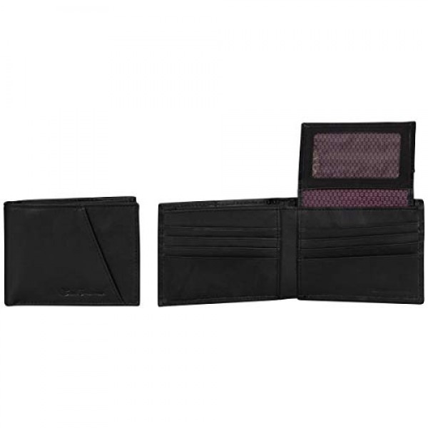 Ben Sherman 남성용 Slimfold 풀 그레인 가죽 도난 방지 RFID 보안 지갑 (ID 창이 포함) 여행 액세서리 Bi-Fold Wallet