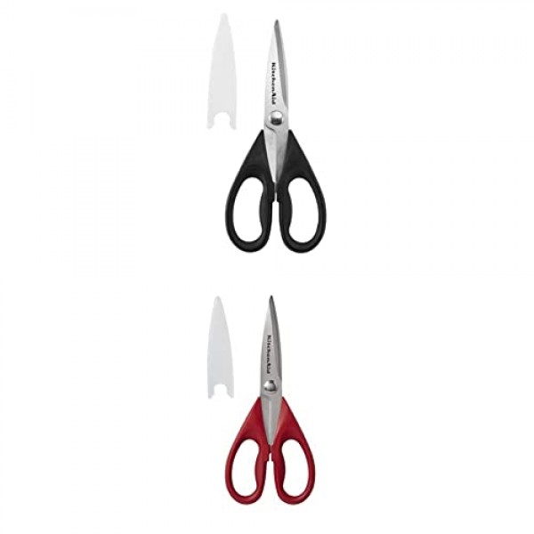 KitchenAid 보호 덮개가 있는 다용도 가위, 단일 사이즈, BlackandKitchenAid 보호 덮개가 있는 다용도 가위, 8.72인치, 빨간색
