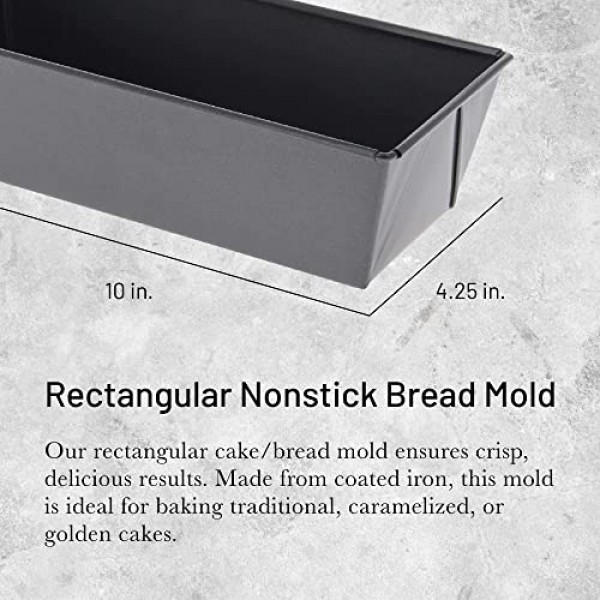 de Buyer 직사각형 붙지 않는 케이크/빵 틀 - 10인치 - 전통적인 케이크 및 빵에 적합 - 사용하기 쉽고 깨끗함 - PFOA 없음
