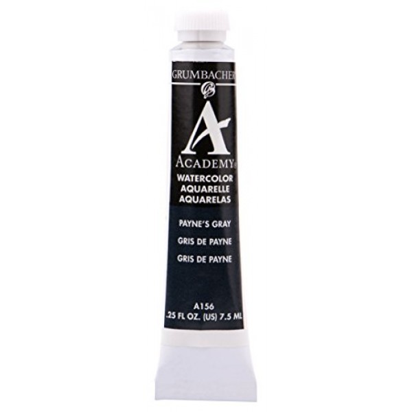 Grumbacher Academy 수채화 물감, 7.5ml/0.25온스, 페인 그레이(A156)