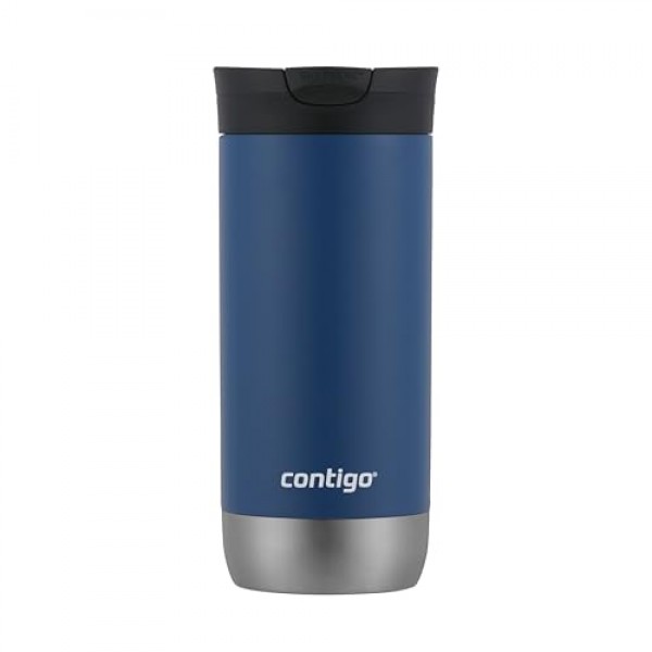 Contigo Huron 2.0 스테인리스 스틸 여행용 텀블러, 누출 방지 뚜껑이 있는 커피 및 차용 진공 단열 금속 텀블러, 블루 옥수수, 16oz(473mL)