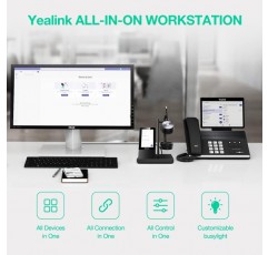 Yealink WH66 무선 DECT 헤드셋 Teams 인증, PC 컴퓨터 노트북 Mac용 소음 제거 마이크가 있는 무선 스테레오 헤드폰, 사무실 책상 전화 소프트폰 VoIP 전화 USB-A 및 블루투스 듀