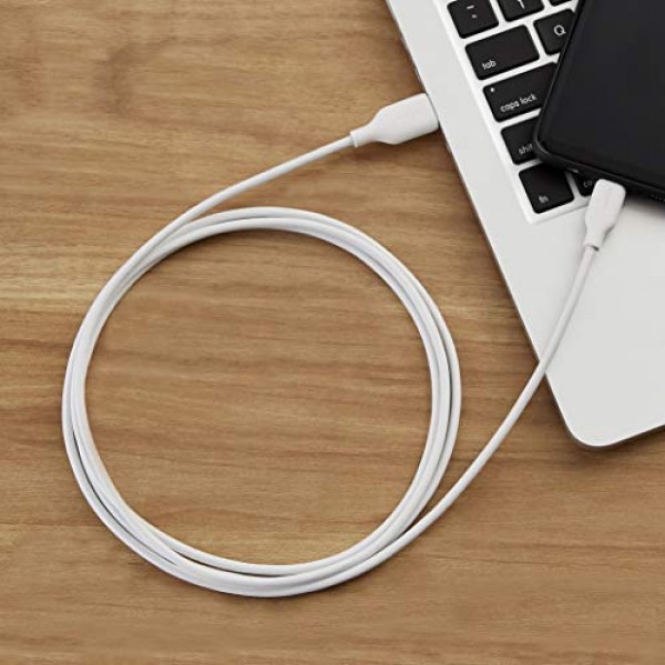 Amazon Basics USB-C - USB-A 2.0 고속 충전기 케이블, 480Mbps 속도, USB-IF 인증, Apple iPhone 15, iPad, Samsung Galaxy, 태블릿, 노트북, 6피트, 흰색