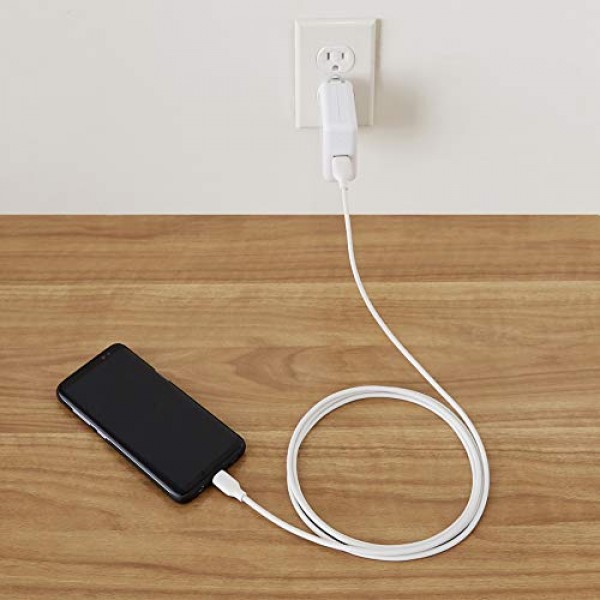 Amazon Basics USB-C - USB-A 2.0 고속 충전기 케이블, 480Mbps 속도, USB-IF 인증, Apple iPhone 15, iPad, Samsung Galaxy, 태블릿, 노트북, 6피트, 흰색